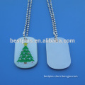 Christmas tree glitter dog tag necklace, Christmas ornament jewelery tag dog tag with ball chain